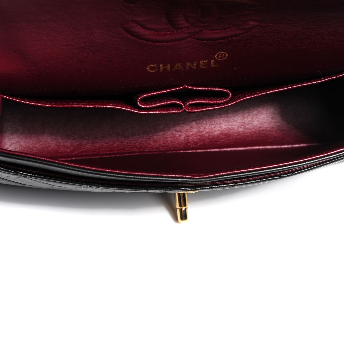 Lambskin Quilted Small Double Flap Black