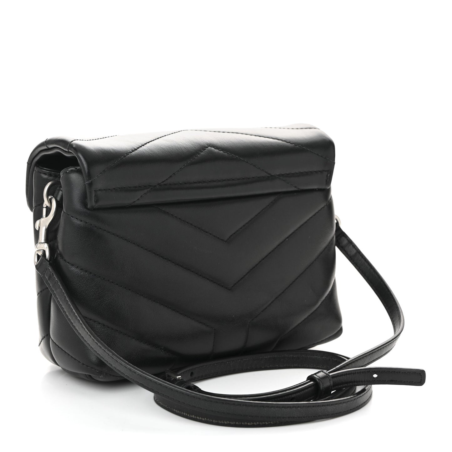 Calfskin Y Quilted Monogram Toy Loulou Crossbody Bag Black