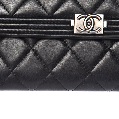 Chanel Lambskin Quilted Boy Flap Wallet Black 13 of 13