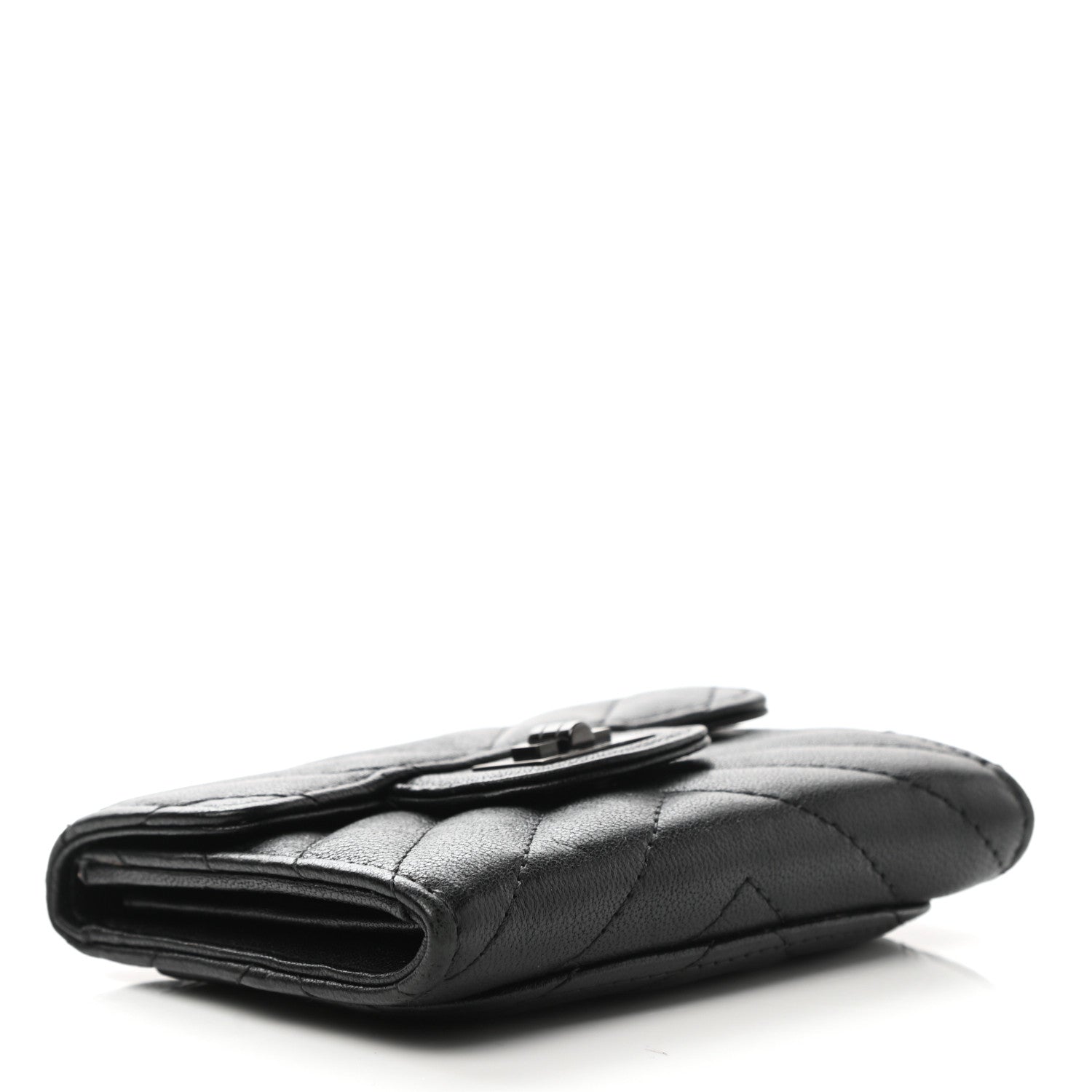 Chanel Aged Calfskin Chevron Quilted Reissue Flap Card Holder So Black 4 of 9