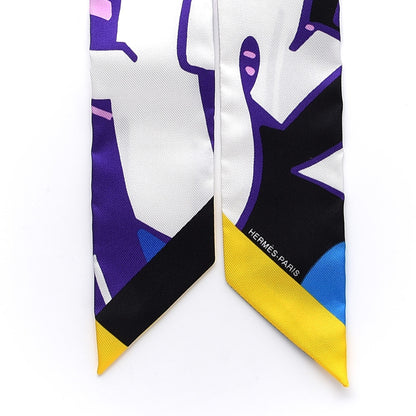 Hermes Silk Graff Graffiti Twilly Black Jaune Vert 3 of 5