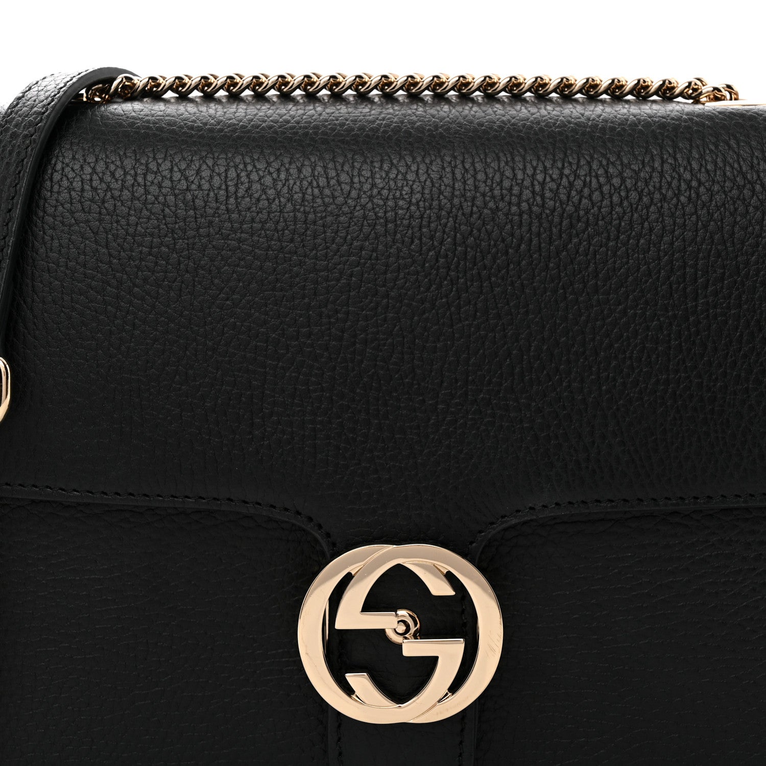 Gucci Dollar Calfskin Interlocking G Shoulder Bag Black 8 of 10