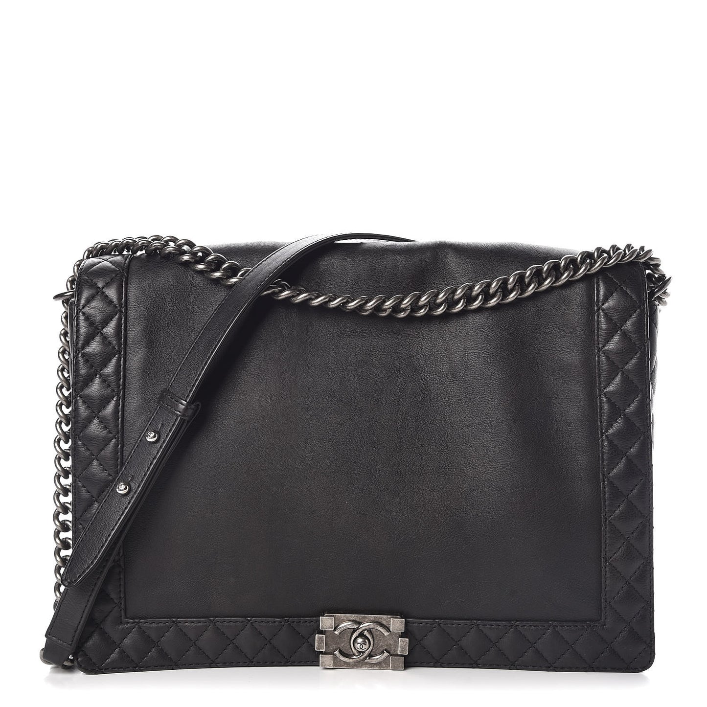Calfskin Large Boy Reverso Flap Black