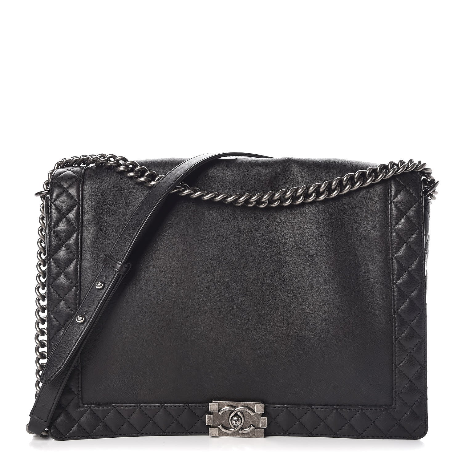 Chanel Calfskin Large Boy Reverso Flap Black 1 of 10