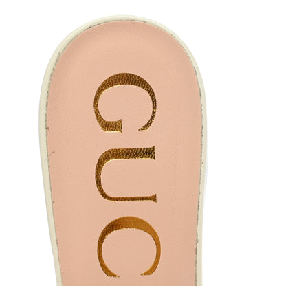 Gucci Malaga Kid Zumi Mid Heel Slide Sandals 39 Dusty White 10 of 11