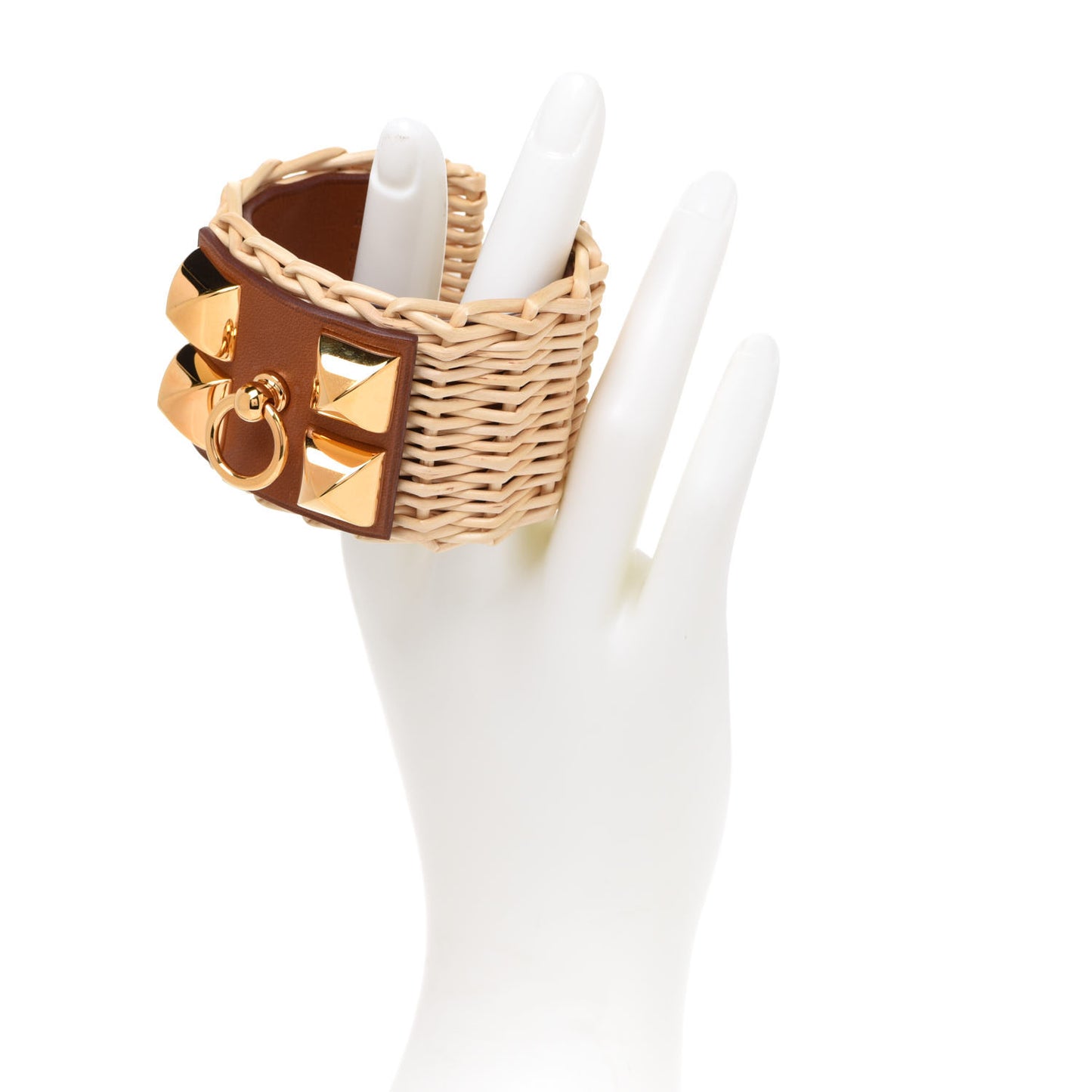 Wicker Barenia Medor Picnic Cuff Bracelet T2 Fauve