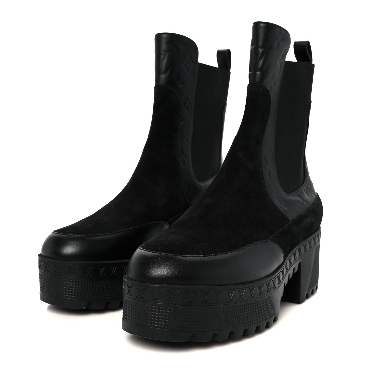 Louis Vuitton Suede Laureate Platform Chelsea Boot 41 Black 4 of 9