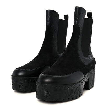 Louis Vuitton Suede Laureate Platform Chelsea Boot 41 Black 4 of 9