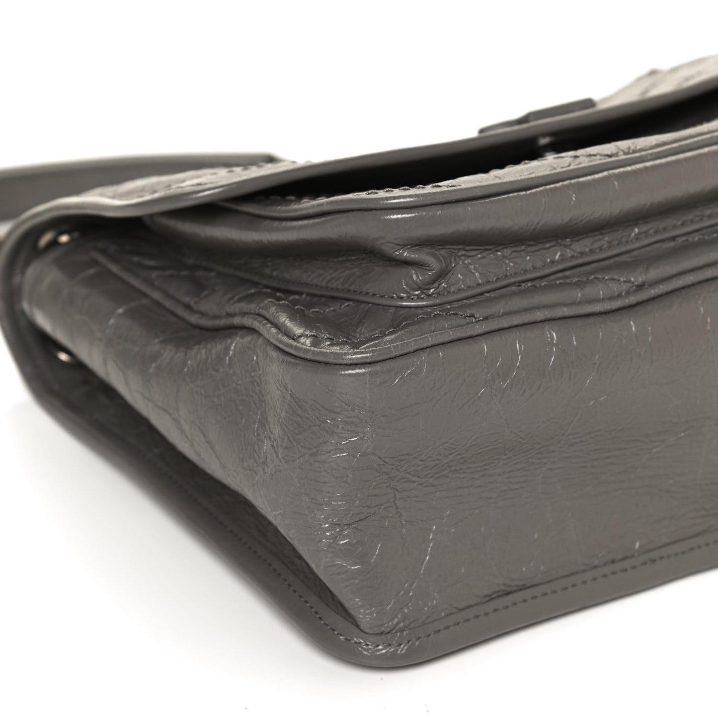 Crinkled Calfskin Matelasse Monogram Medium Niki Chain Satchel Fog