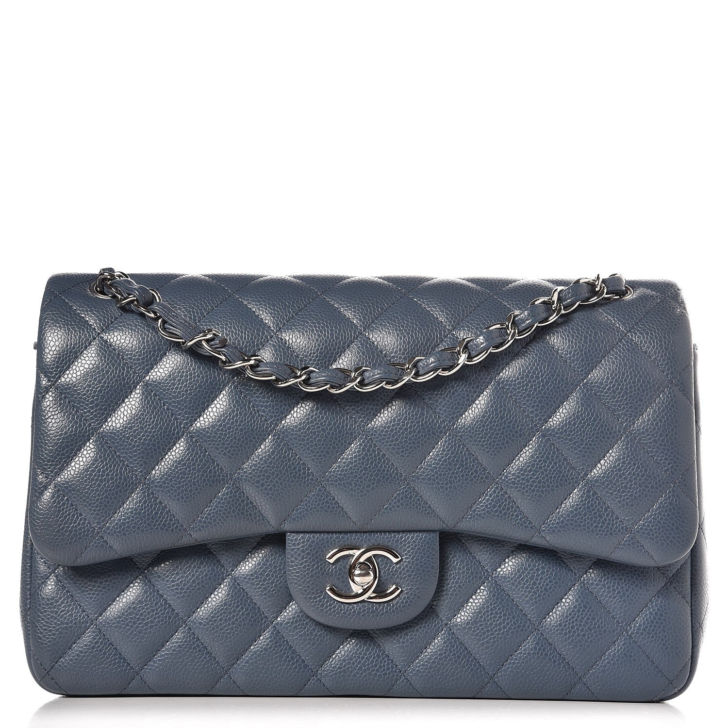 Chanel Caviar Quilted Jumbo Double Flap Light Blue 1 of 8