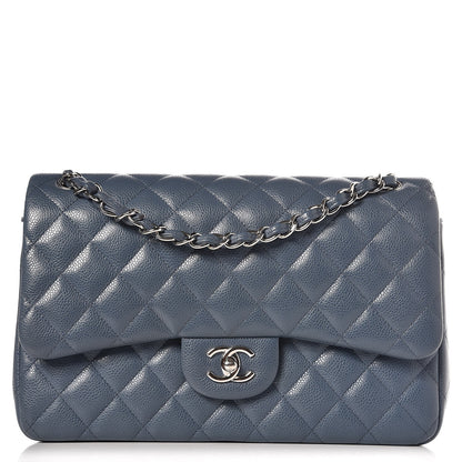 Chanel Caviar Quilted Jumbo Double Flap Light Blue 1 of 8