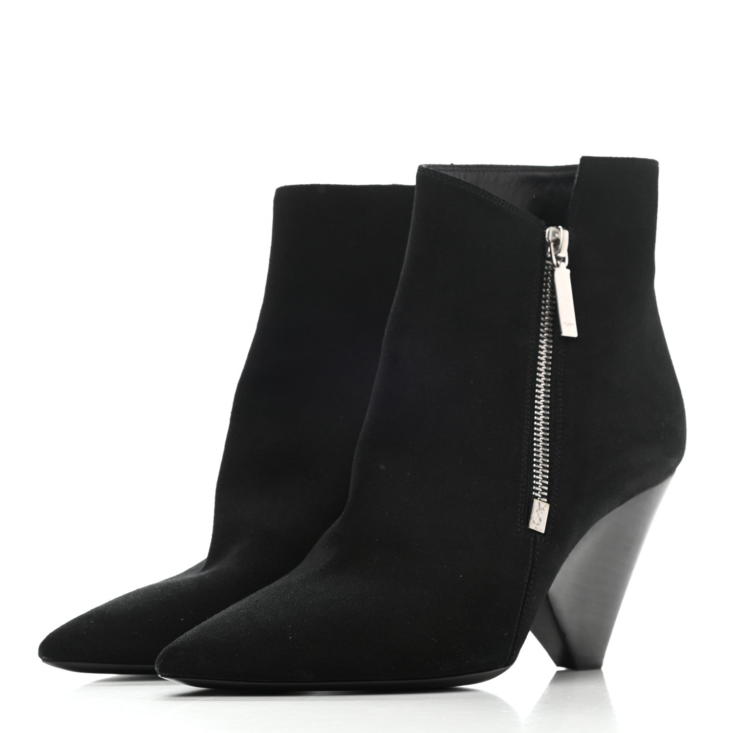 Saint Laurent Suede Soho Niki 85 Zip Booties 37.5 Black 3 of 9