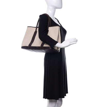 Hermes Toile Buffle Gala Garden Party Tote 36 MM Marron Fonce 2 of 13