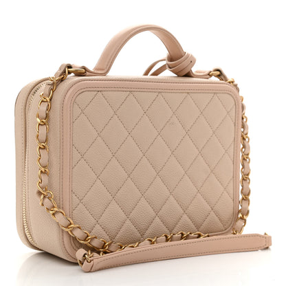 Chanel Caviar Quilted Medium CC Filigree Vanity Case Beige 3 of 10