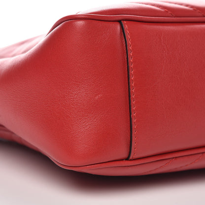 Gucci Calfskin Matelasse Medium GG Marmont Open Top Shoulder Bag Hibiscus Red 8 of 8