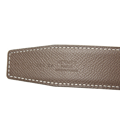 Hermes Epsom 32mm H Belt 85 Etoupe Bleu Mykonos Etoupe 3 of 9