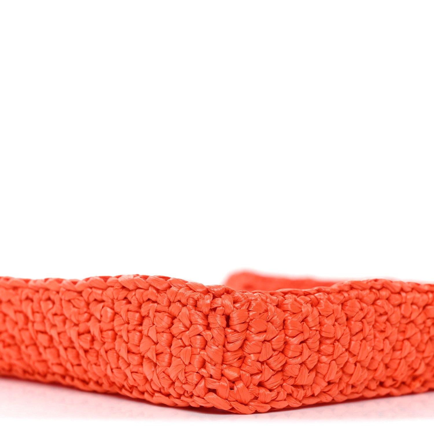 Prada Yarn Raffia Effect Crochet Logo Embroidered Tote Bag Arancio 8 of 9