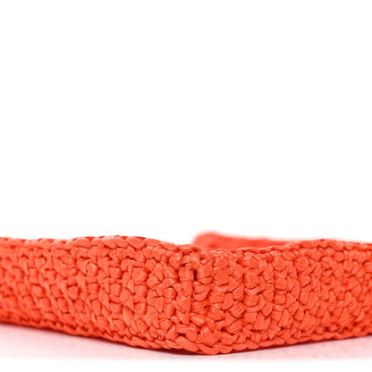 Prada Yarn Raffia Effect Crochet Logo Embroidered Tote Bag Arancio 8 of 9