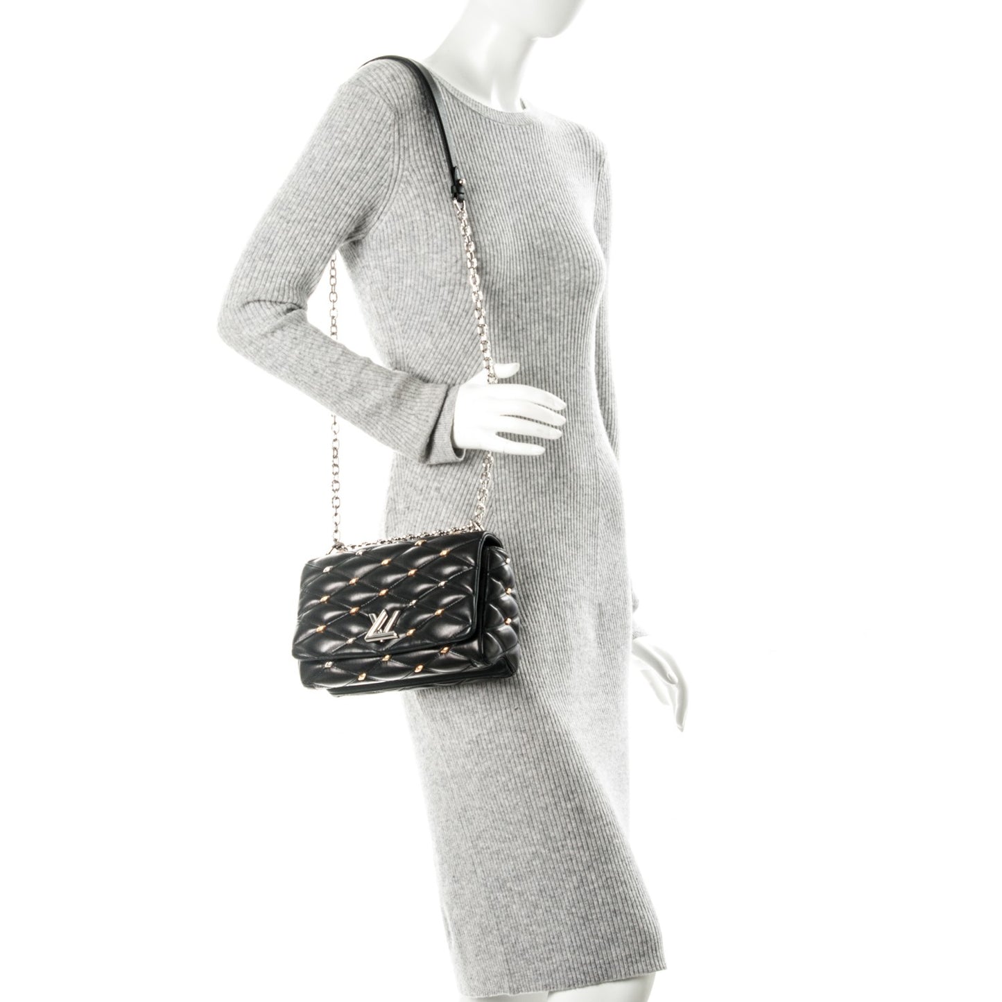 Lambskin Studded Malletage GO-14 PM Black
