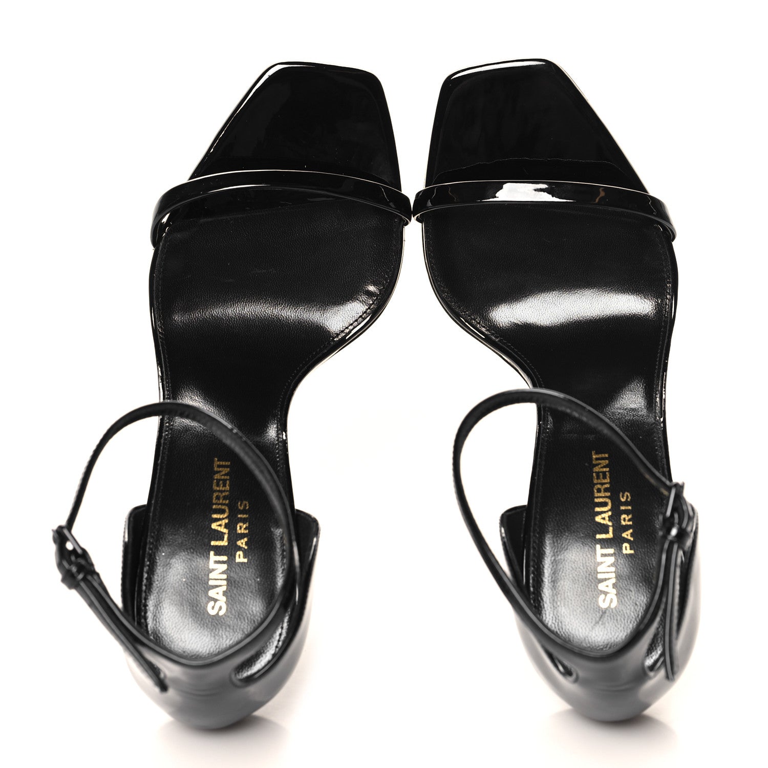 Saint Laurent Patent Calfskin Opyum 110 Sandals 37.5 Black 2 of 9