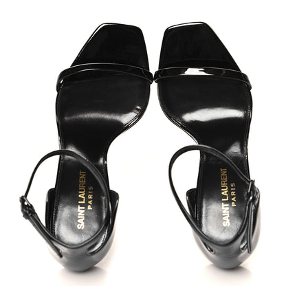 Saint Laurent Patent Calfskin Opyum 110 Sandals 37.5 Black 2 of 9
