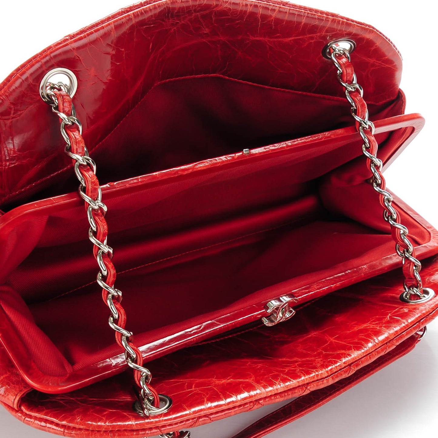 Glazed Calfskin Quilted Medium Just Mademoiselle Red