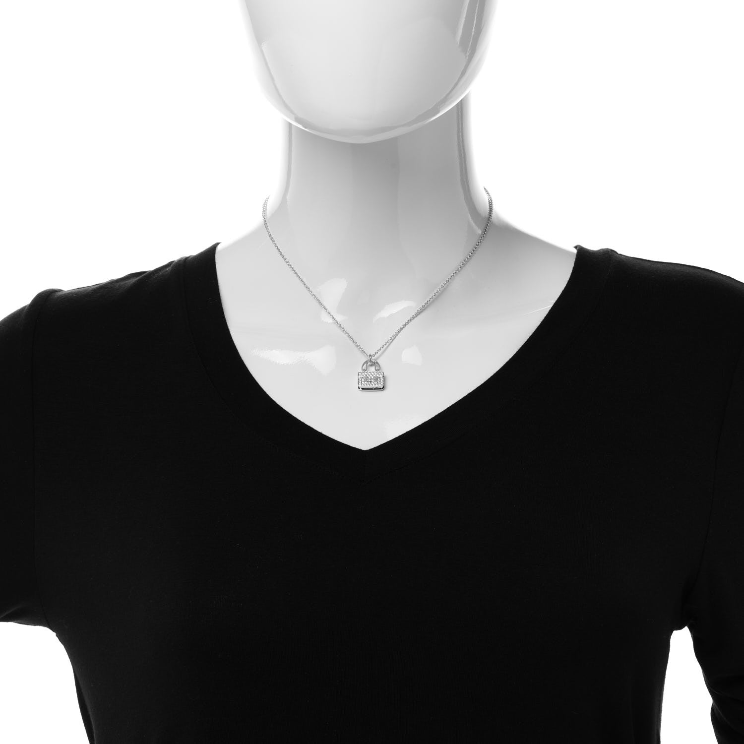 Hermes 18K White Gold Diamond Constance Amulettes Pendant Necklace 2 of 7
