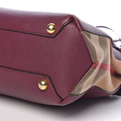 Burberry Grainy Calfskin House Check Small Banner Tote Elderberry 8 of 10