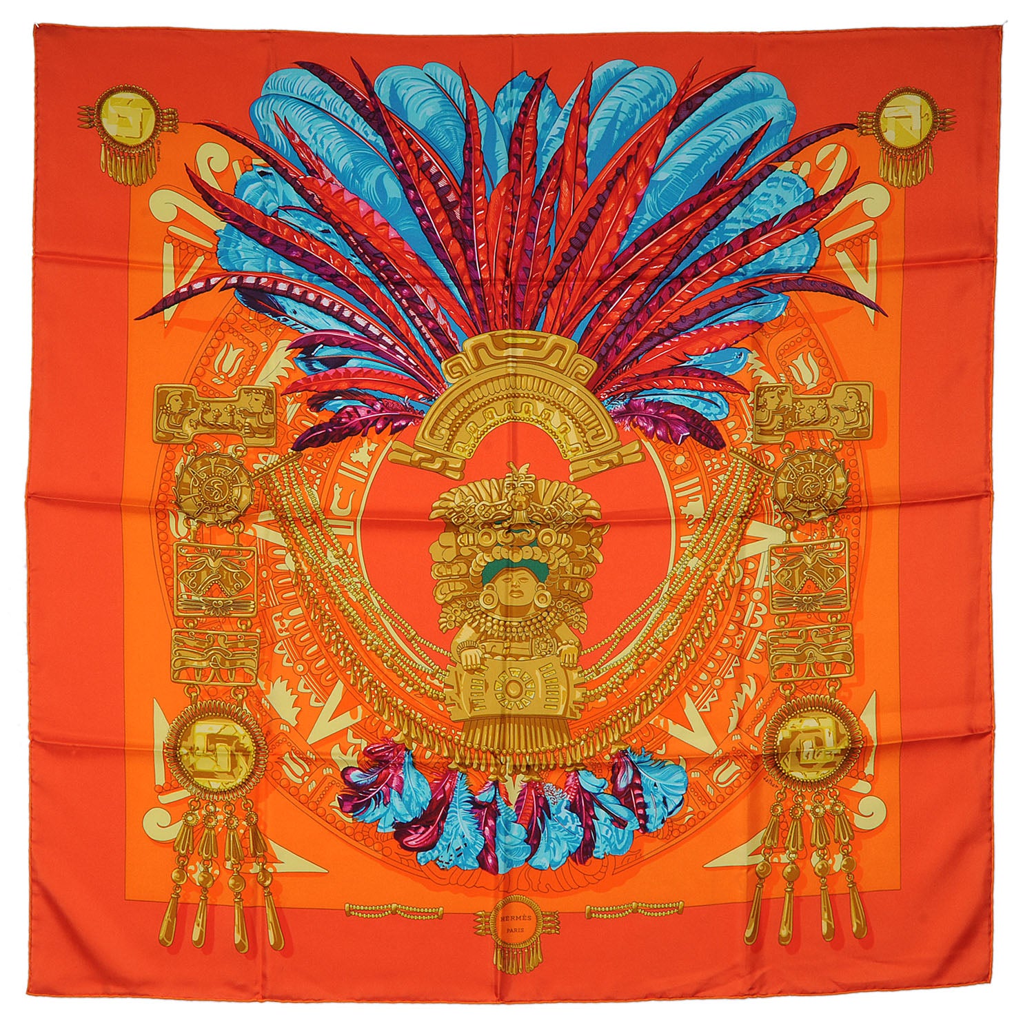 Hermes Silk Mexique Scarf 90 Orange 2 of 5