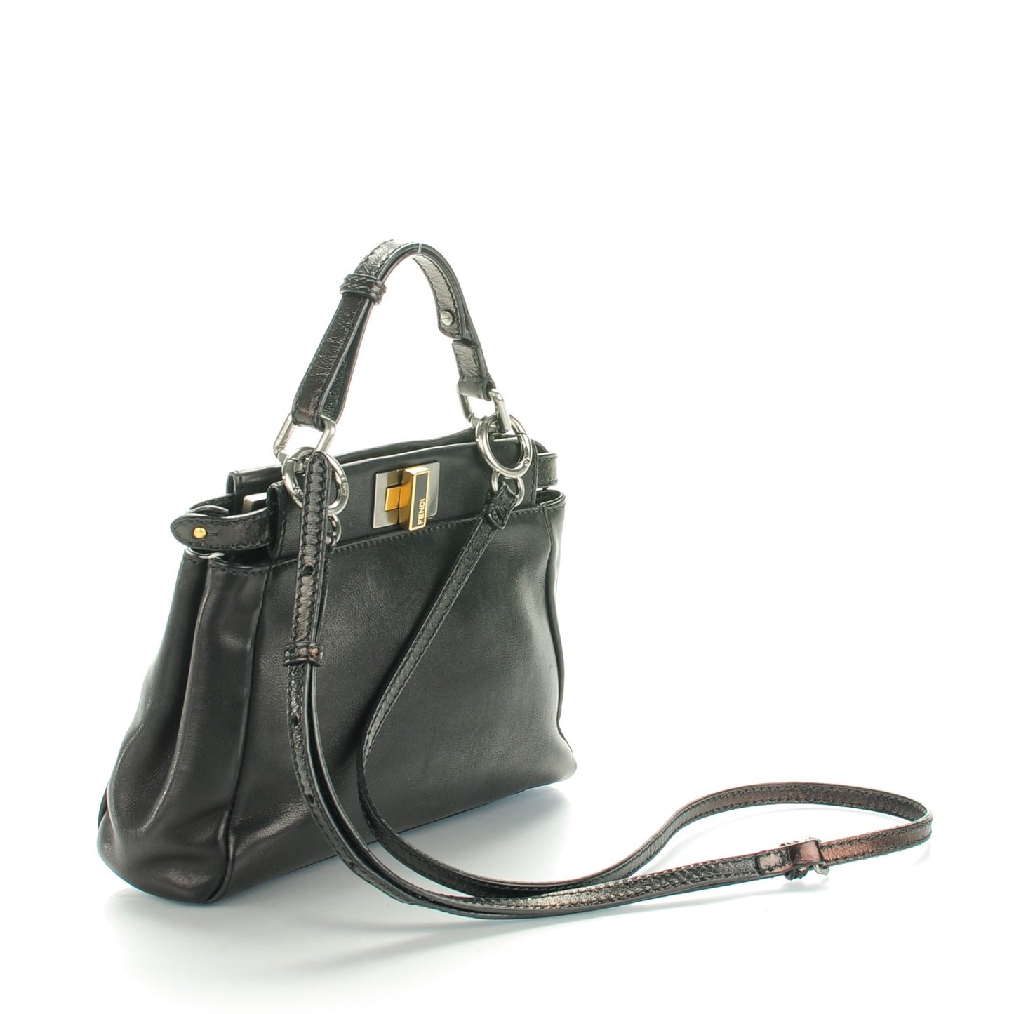 Vitello Saddle Mini Peekaboo Iconic Satchel Black