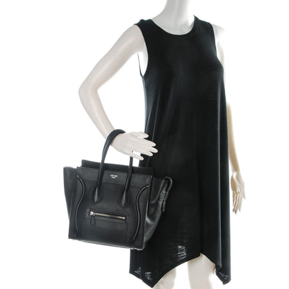 Celine Drummed Calfskin Micro Luggage Black 2 of 8