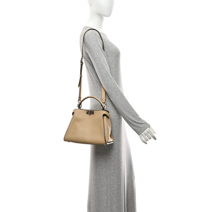 Fendi Cuoio Romano Selleria Medium Peekaboo Iconic Essentially Satchel Paglia Latte Mou 2 of 11