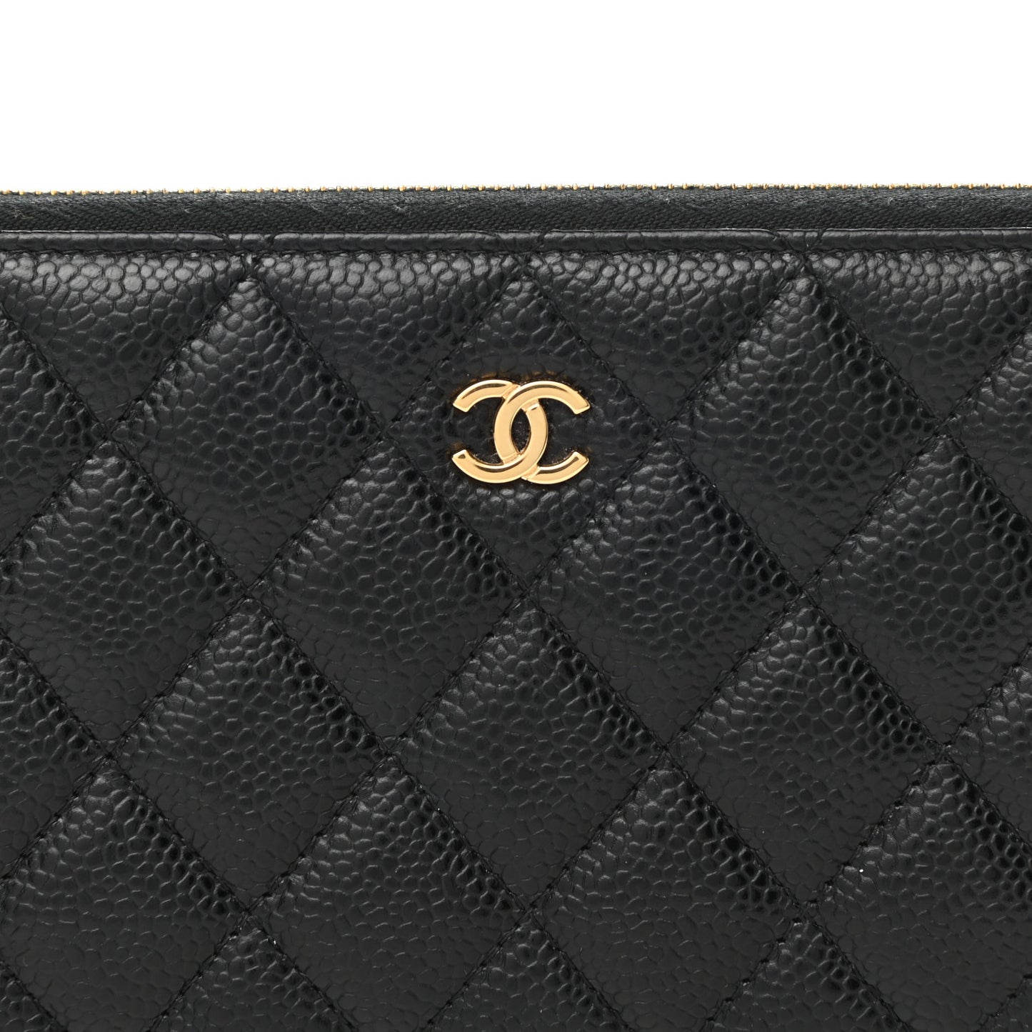 Caviar Quilted Large Gusset Zip Around Wallet Black