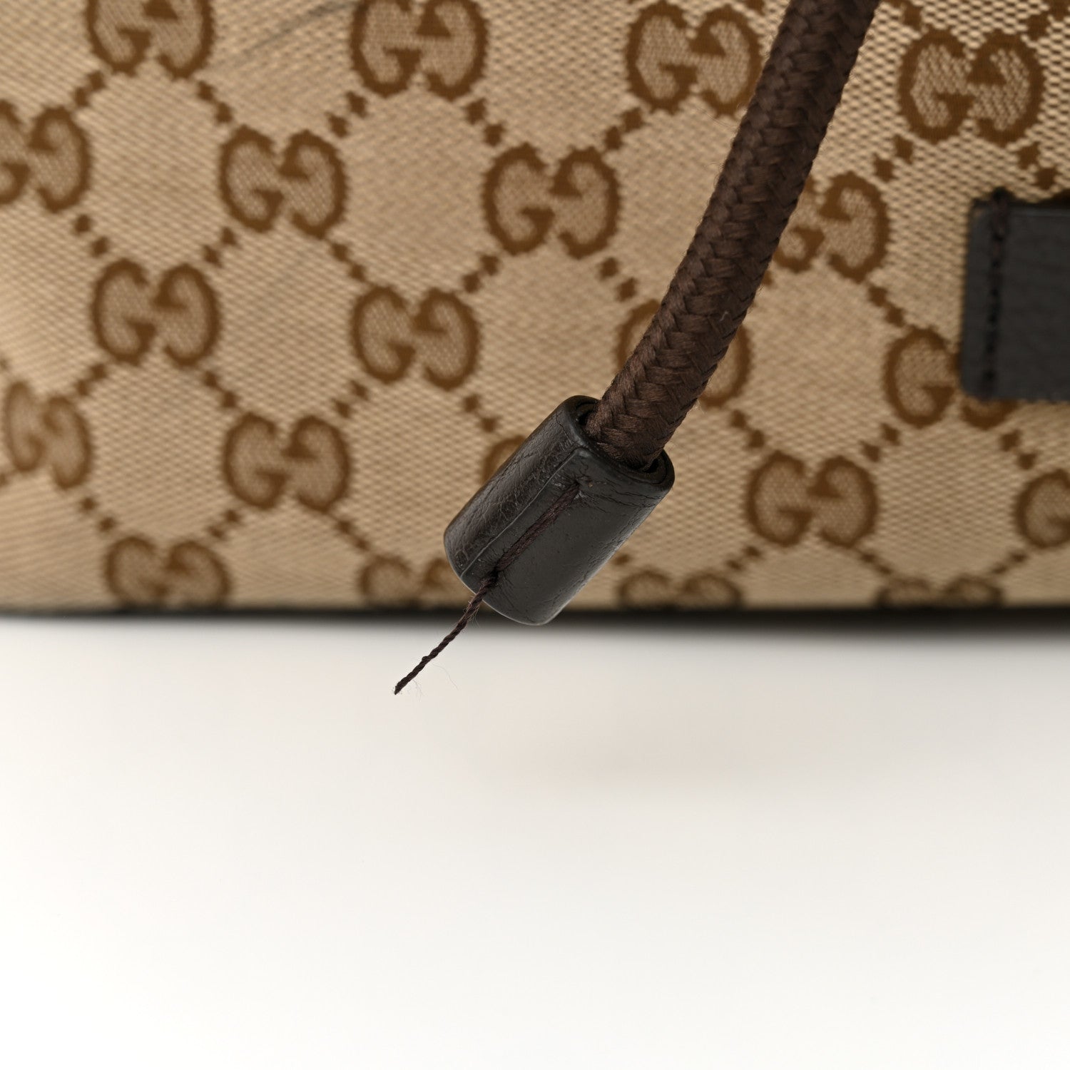 Gucci Monogram Dollar Calfskin O Drawstring Backpack Beige Ebony Testa di Moro Dark Chocolate 11 of 16
