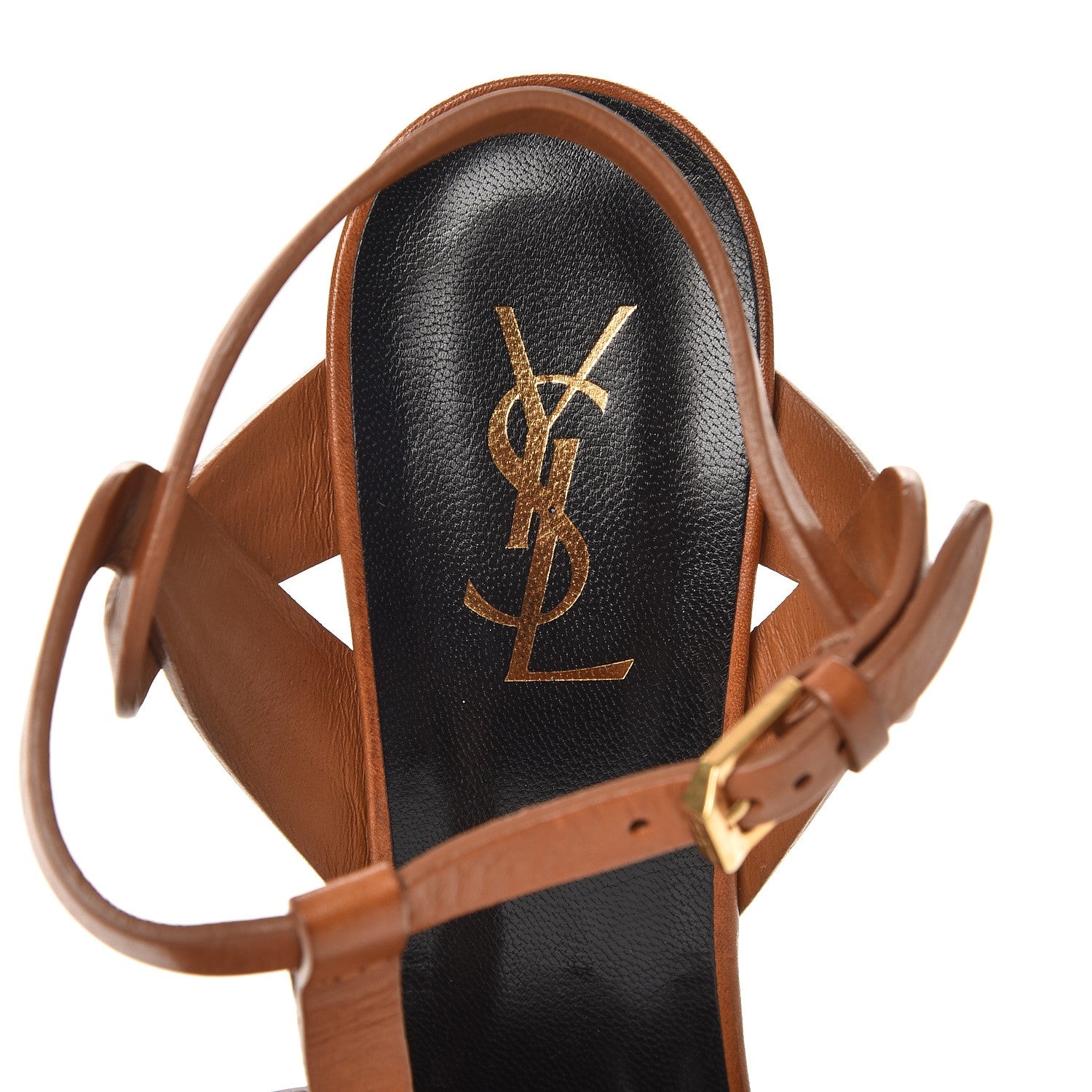 Saint Laurent Calfskin Tribute 75 Platform Sandals 39.5 Tobacco 6 of 9