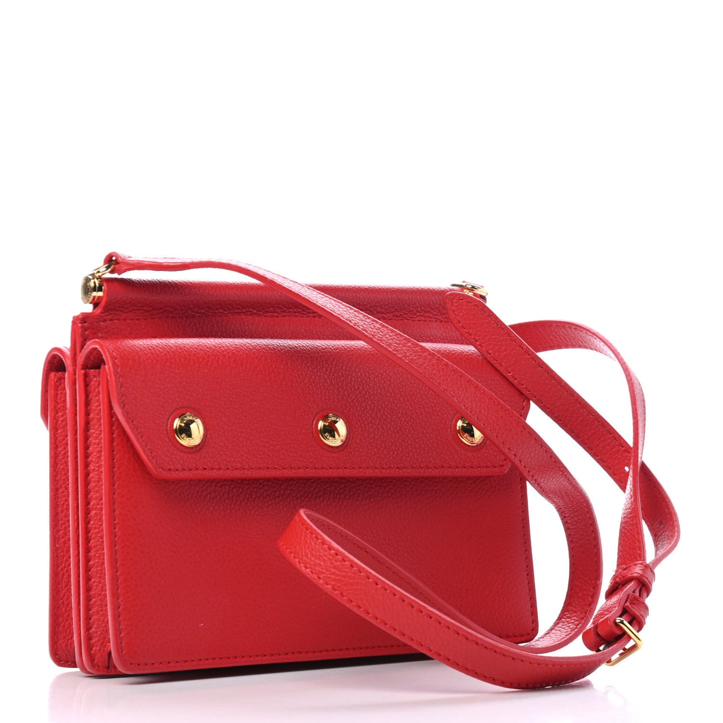 Grainy Calfskin Mini Title Bag with Pocket Detail Red