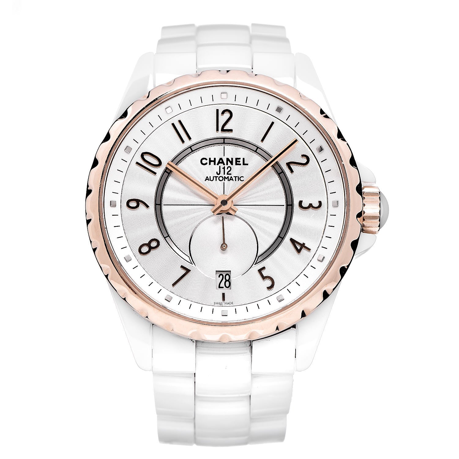 Chanel Stainless Steel 18K Beige Gold Ceramic 36.5mm J12 Automatic Watch White 1 of 6