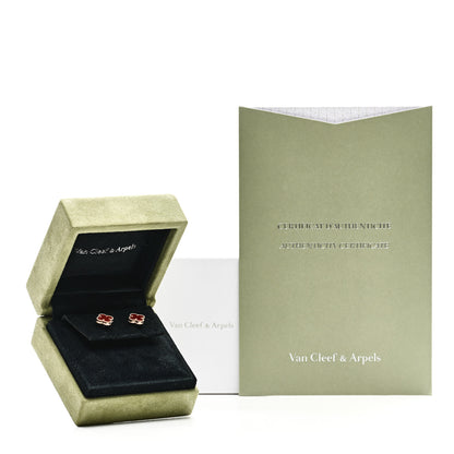 Van Cleef & Arpels 18K Rose Gold Carnelian Sweet Alhambra Earrings 5 of 6
