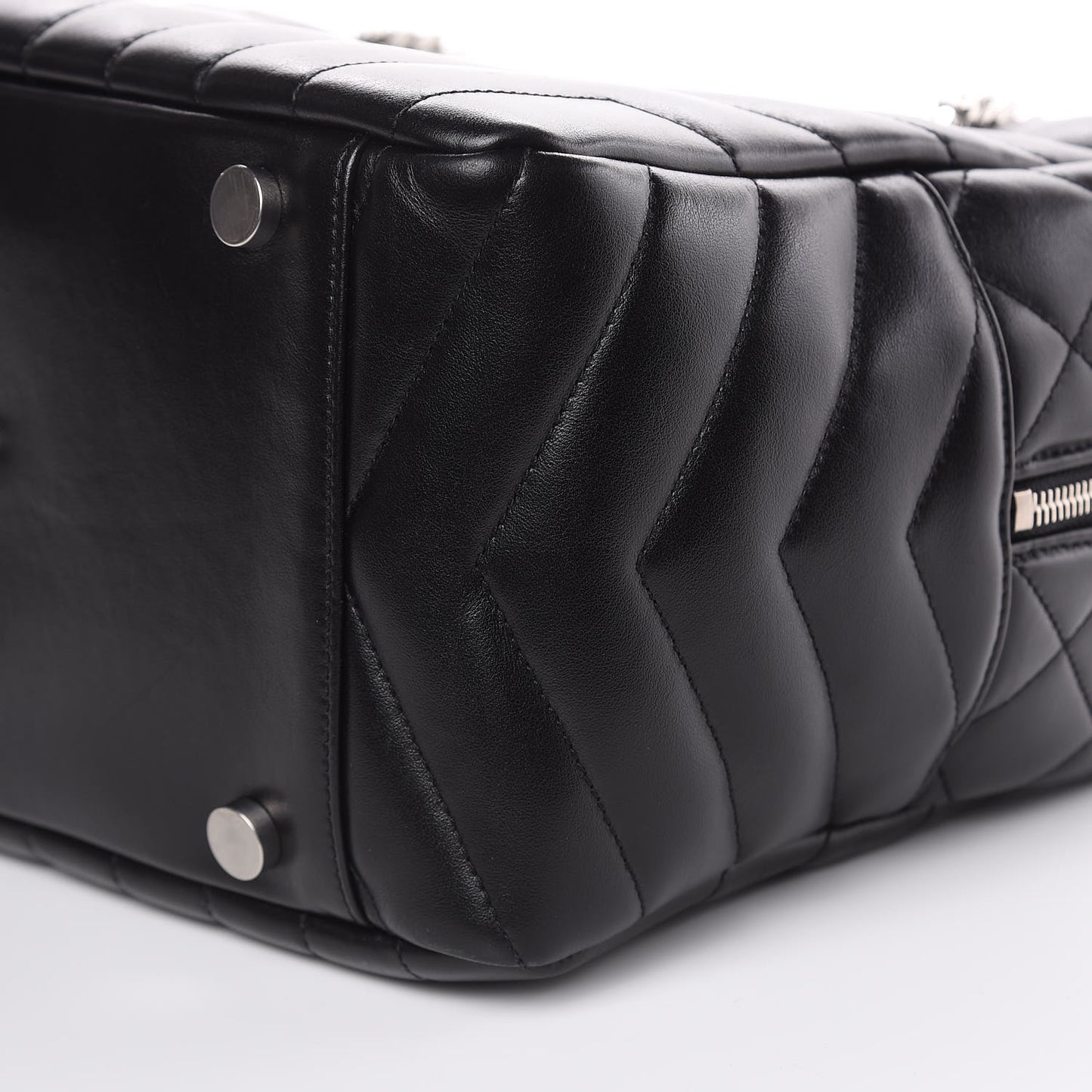 Calfskin Y Quilted Monogram Medium Loulou Bowling Bag Black