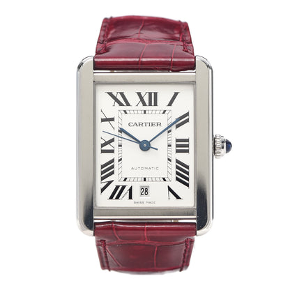 Cartier Stainless Steel Alligator 31mm Tank Solo Automatic Watch Red 1 of 6