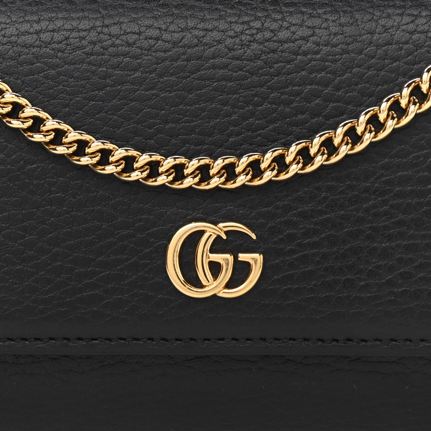 Gucci Calfskin Petite GG Marmont Wallet Chain Bag Black 8 of 12