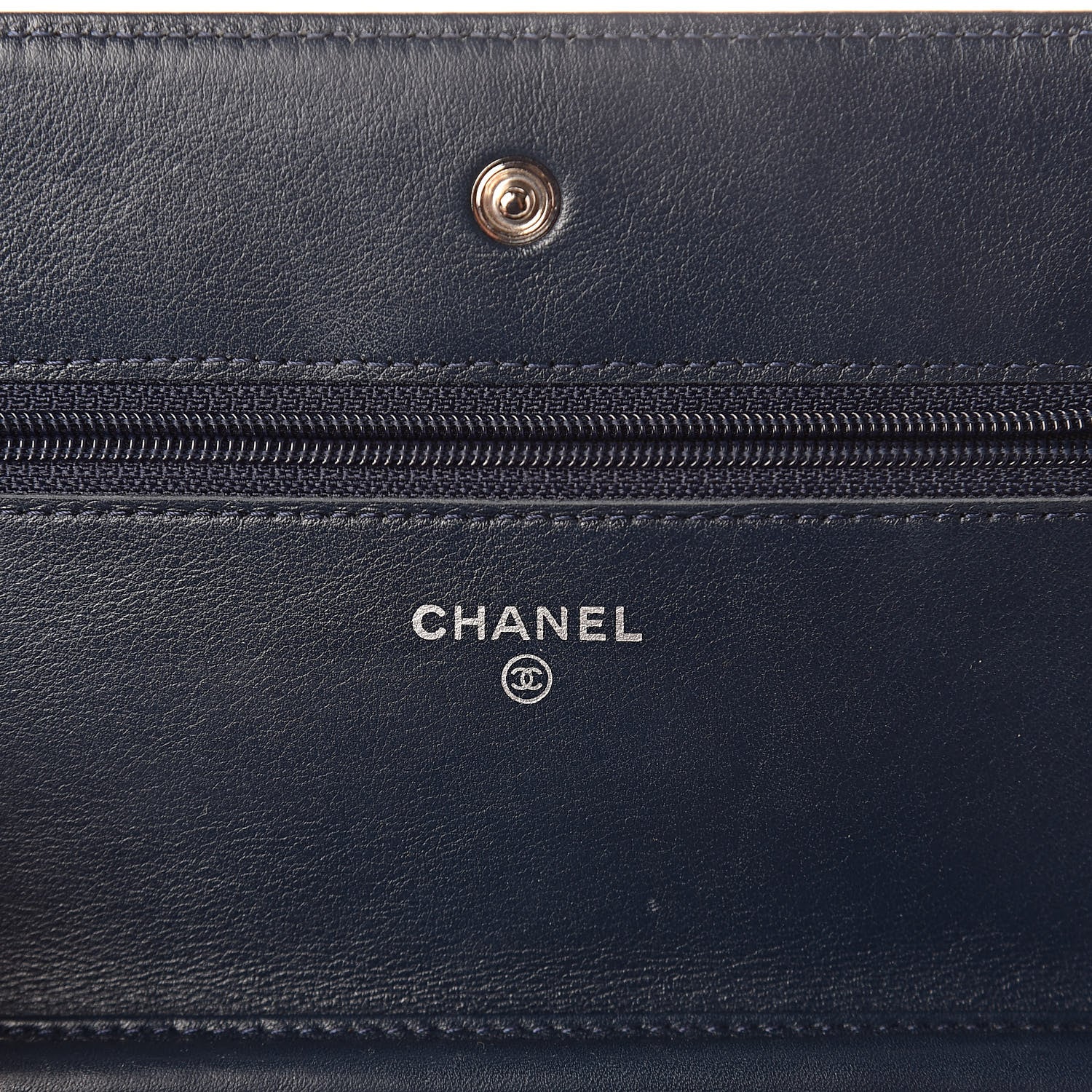 Chanel Caviar Timeless CC Wallet On Chain WOC Navy Blue 6 of 11