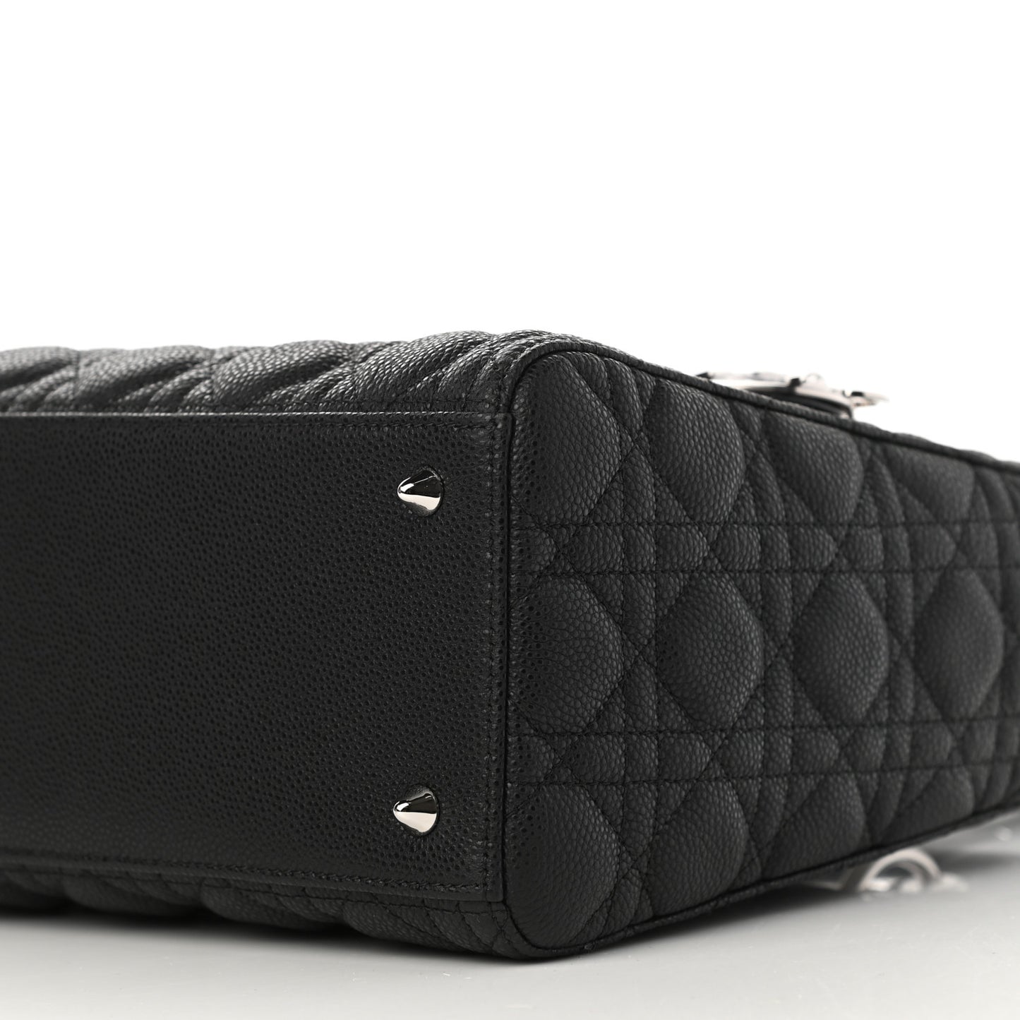 Grained Calfskin Cannage Medium Lady Dior Black