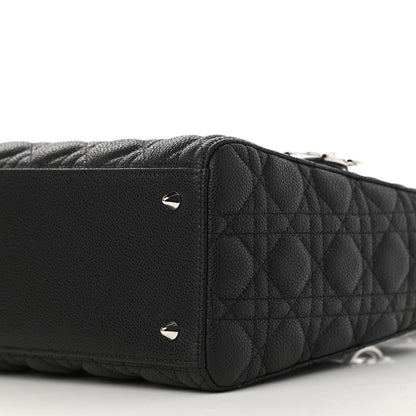Christian Dior Grained Calfskin Cannage Medium Lady Dior Black 10 of 11