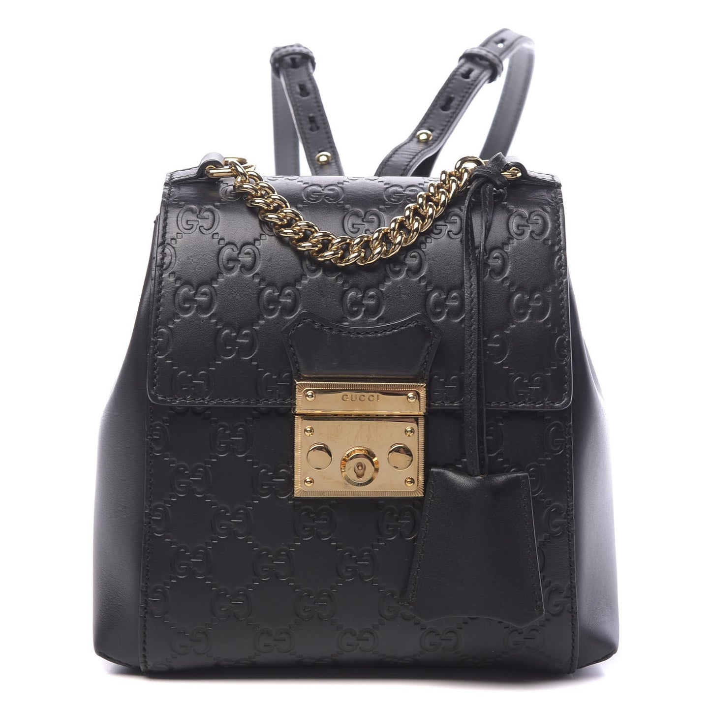 Guccissima Signature Padlock Backpack Black