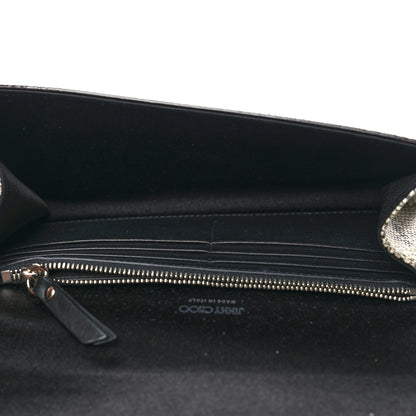 Jimmy Choo Snakeskin Embossed Chain Clutch Black Beige 5 of 9