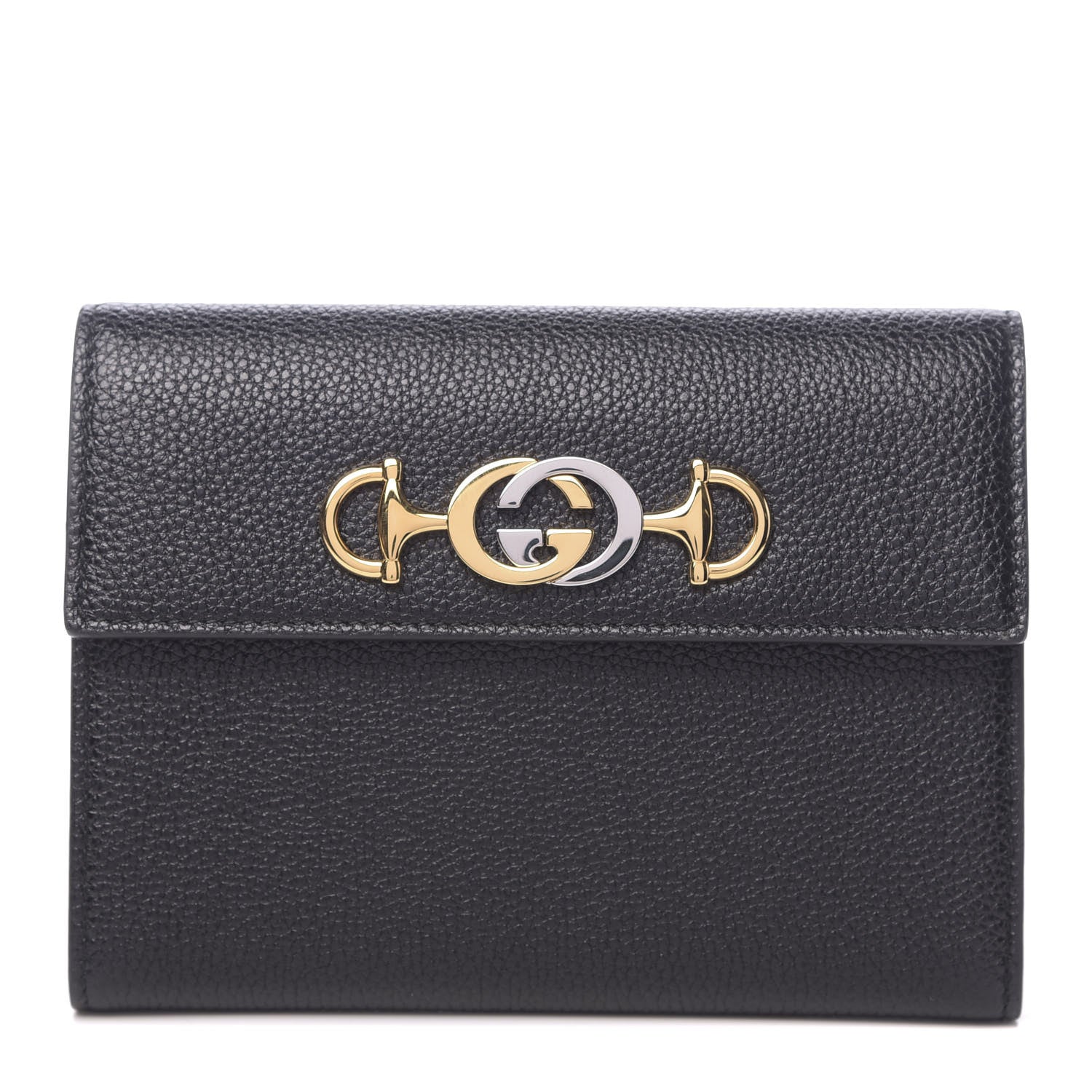 Gucci Grainy Calfskin Zumi Flap Card Case Black 1 of 10