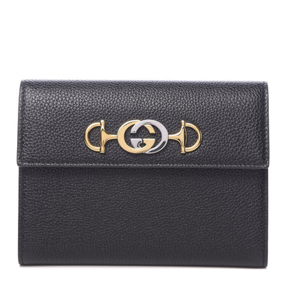 Gucci Grainy Calfskin Zumi Flap Card Case Black 1 of 10