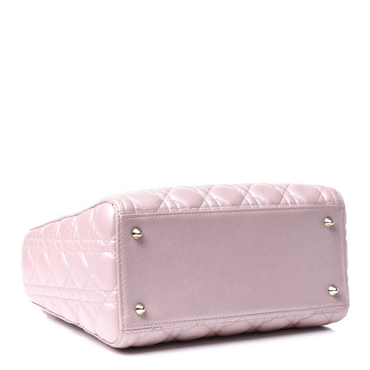 Christian Dior Pearly Lambskin Cannage Medium Lady Dior Lotus 4 of 22