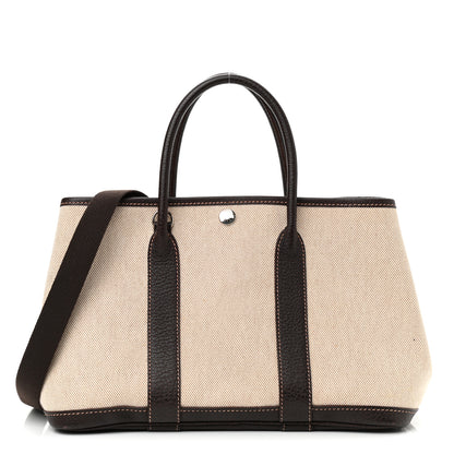 Hermes Buffle Skipper Toile Garden Party 30 TPM Marron Fonce 1 of 10